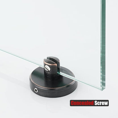 JQK Bathroom Glass Shelf Oil Rubbed Bronze, Tempered Glass Shower Storage 8 by 5 inches, 304 Stainless Steel ORB Wall Mount 2 Pack, TGS101L8-ORB-P2