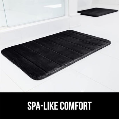 GORILLA GRIP Memory Foam Bath Mat, Soft Absorbent US Designed Bathroom Rug, Gripping Dots Machine Washable Bathmat, Cushioned Floor Mats, Shower Sink Rugs Room Décor Accessories, 24x17 Black