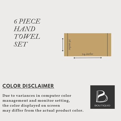 BOUTIQUO Ultra Soft Cotton 6 -Piece Hand Towel Set 16x24 Inch, Ideal for use in Bathroom, Kitchen, Gym, Spa & General Cleaning, Compact & Lightweight Multi Purpose Hand Towels - Olive Green