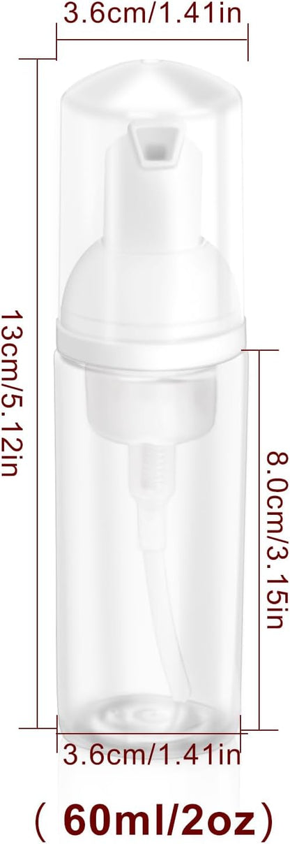 2oz Plastic Foam Pump Bottle, Empty Bottle Travel Foaming Dispenser for Hand Soap, Shampoo (3Pcs, 60ml) (Clear+Green+Pink)