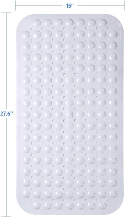 AmazerBath Bath Tub Mat, Medium Size 27.6 x 15 Inches Non-Slip Shower Mats with Suction Cups and Drain Holes, Bathtub Mats Bathroom Mats Machine Washable (White)