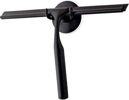Ettori Shower Squeegee for Glass Doors, Squeegee for Shower Glass Door, Window and Car Glass, Mirrors - All-Purpose Stainless Steel Squeegee, 10 Inches and Black