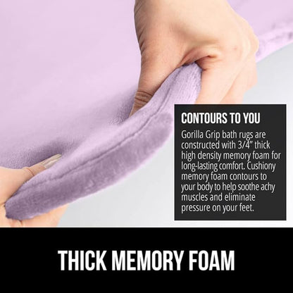 GORILLA GRIP Memory Foam Bath Mat, Soft Absorbent Velvet Bathroom Mats, Durable Dots on Underside, Machine Washable Bathmat, Carpet Rug Room Decor for Shower Tub Floor RV, 24x17 Rugs, Purple