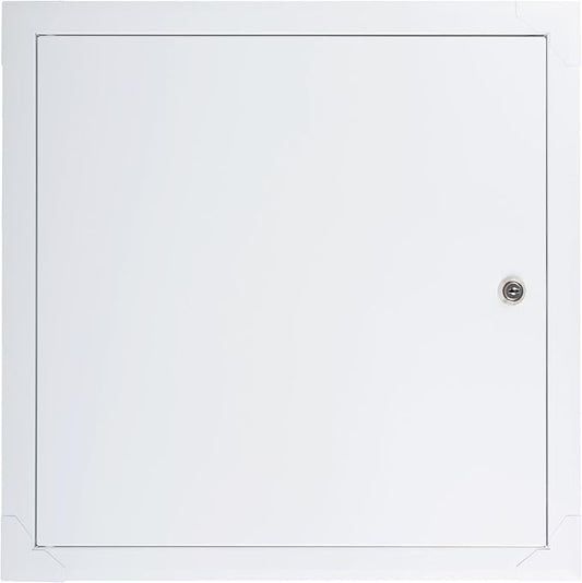 16" x 16" Lockable White Metal Access Panel. Service Shaft Door Panel with Key. Plumbing, Electricity, Heating, Alarm Wall Access Panel for Drywall. Bathroom Services Access Hole Cover.