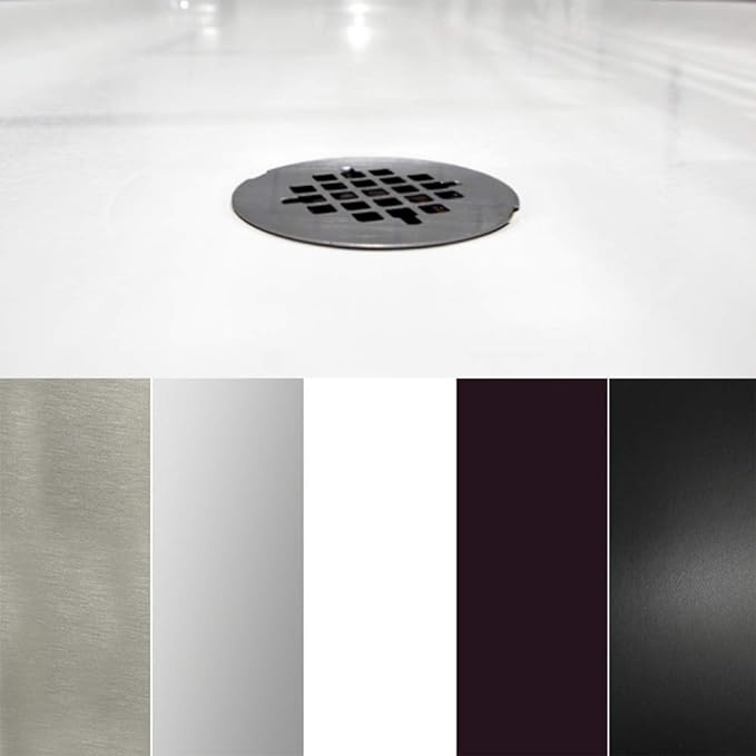 Westbrass SP6036WP-26 60" x 36" 3-Wall Shower Pan with Plastic Center Drain and 4-1/4" Cross Grid Brass Drain Cover, Polished Chrome