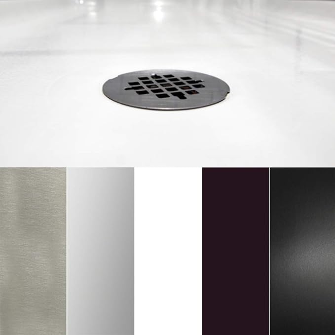 Westbrass SP6036WP-62 60" x 36" 3-Wall Shower Pan with Plastic Center Drain and 4-1/4" Cross Grid Brass Drain Cover, Matte Black