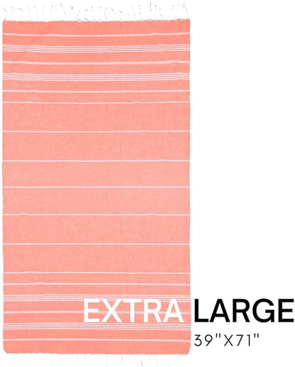 BAY LAUREL Turkish Beach Towel with Travel Bag 39 x 71 Quick Dry Sand Free Lightweight Large Oversized Towels Light (Orange with Yellow Bag)