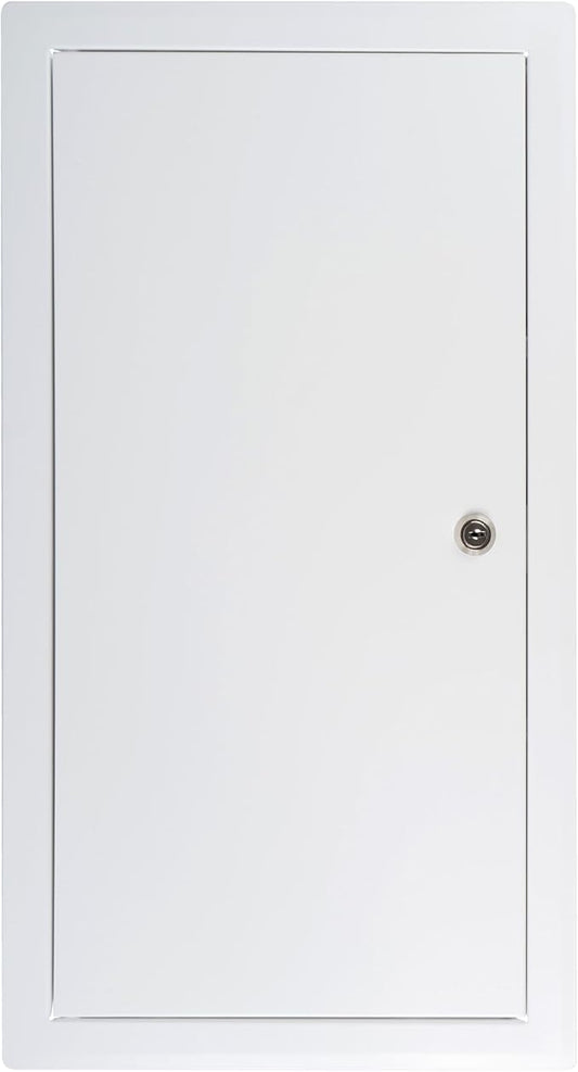 10" x 20" Lockable White Metal Access Panel. Service Shaft Door Panel with Key. Plumbing, Electricity, Heating, Alarm Wall Access Panel for Drywall. Bathroom Services Access Hole Cover.