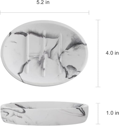 Marble Look Soap Dish - Bar Soap Holder for Shower, Bathroom & Kitchen Sink