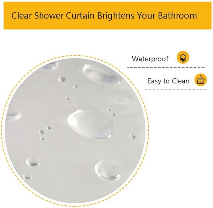AooHome Standard 72x72 Inches Shower Curtain Liner, Clear Eva 8 Gauge Shower Liner with Hooks, Bottom Magnets, Water Repellent, Heavy Duty, Rust Proof Grommets