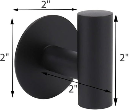 TocTen Bath Towel Hook, Strong Self Adhesive Robe Hook, SUS 304 Stainless Steel Stick on Wall Coat/Clothes Hook No Drilling, Shower Wall Hook for Bathroom Kitchen Office Closet(Matte Black, 5 Pack)
