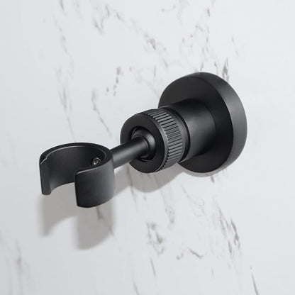 PHASAT Handheld Shower Head Holder Adjustable Solid Brass Handheld Shower Head Bracket Holder Wall Mount,Shower Wand Holder Matte Black,A13023B