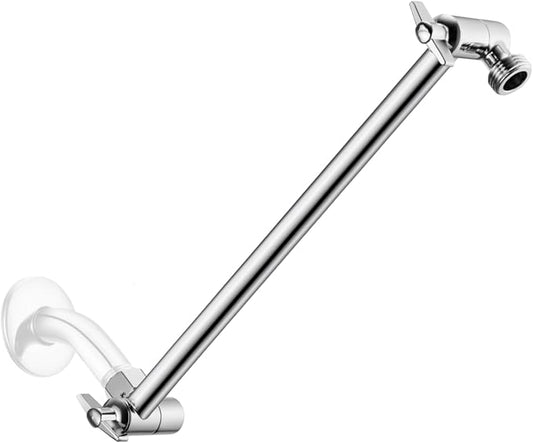 11 Inch Adjustable Shower Head Extension Arm With Locking Set Screw, Singing Rain Solid Brass Chrome Angle Height Adjustable, Easy To Install, G1/2 Universal Connector Compatible (Chrome Finish)