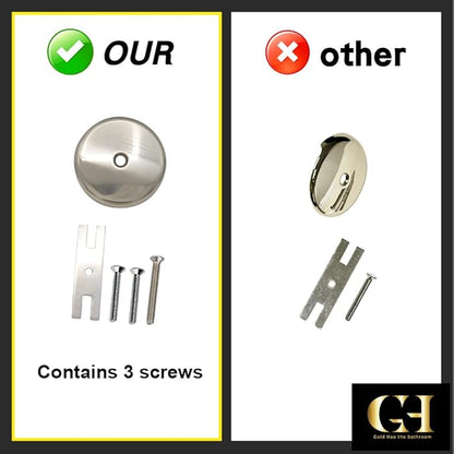 Single Hole Bathtub Drain Overflow Plate - Overflow Drain Cover | Tub Drain Cover with Three Matching Screws/Bathtub Overflow Drain Cover with Adapter (Brushed Nickel)