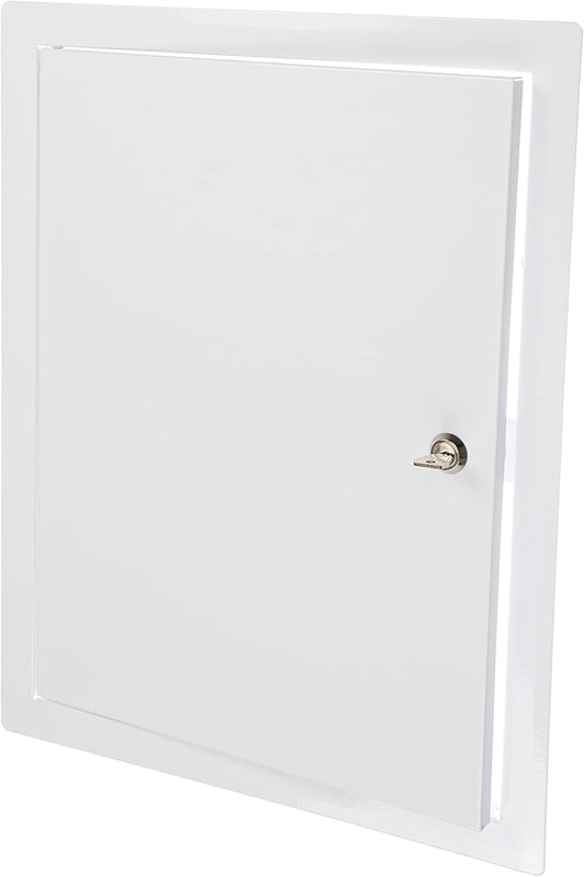 12" x 16" Lockable White Metal Access Panel. Service Shaft Door Panel with Key. Plumbing, Electricity, Heating, Alarm Wall Access Panel for Drywall. Bathroom Services Access Hole Cover.