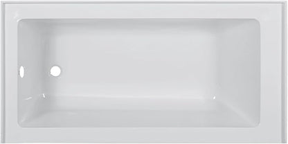 Fine Fixtures Acrylic, Fiberglass Alcove Soaking Bathtub with Integral Apron Front in Glossy White - Left Hand Drain, 66" x 32"