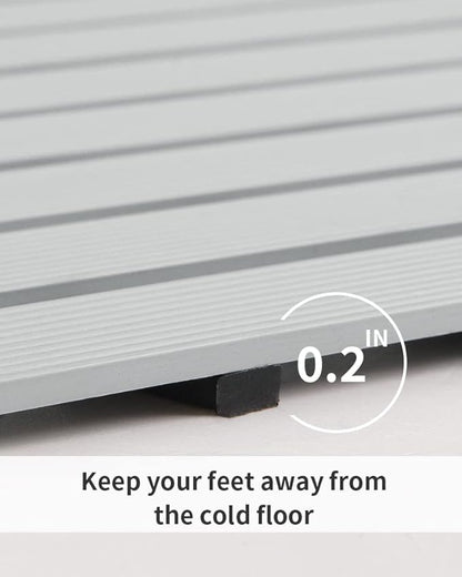 PADOOR Shower-Mat Non Slip, Heavy Duty Bathtub-Mat Curlable Quick Drain Sturdy Bath Tub Mat Without Suction Cups for Indoor Outdoor Use 17x26 Inch Grey