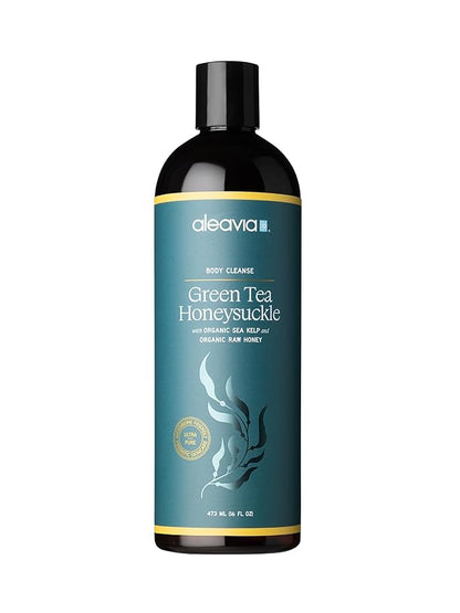 Aleavia Body Cleanse – Organic & All-Natural Prebiotic Body Wash with Raw Honey – Green Tea Honeysuckle Scent – 16 Oz.