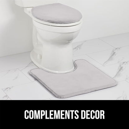GORILLA GRIP Thick Memory Foam Toilet Rug for Bathroom, U Shaped Washable, Soft Absorbent Velvet Topside Floor Mats, Machine Wash, Cushioned Luxury Rugs for Bath Room, 22.5 x 19.5 Light Gray