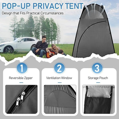 4x4ft Pop Up Privacy Shower Tent with Top Window, 3.6lbs Liightweight Dressing Room, Portable Toilet Stall with Carry Bag for Camping, Beach, Outdoors (Green)