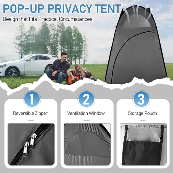 4x4ft Pop Up Privacy Shower Tent with Top Window, 3.6lbs Liightweight Dressing Room, Portable Toilet Stall with Carry Bag for Camping, Beach, Outdoors (Orange)