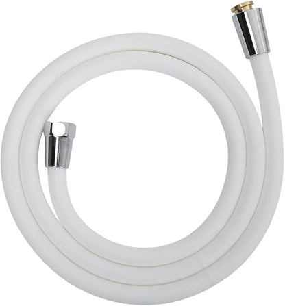 59 Inches Shower Hose Ultra-Soft Silicone Shower Hose Extension Anti-Kink Designed Long Handheld Shower Head Hose Replacement with Brass Insert and Nut White