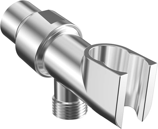 Hibbent Universal All Metal Handheld Shower Head Holder, Adjustable Solid Brass Shower Wand Holder, 2 Size Shower Bracket Holes for Bathroom, Fits All Handheld Showerhead Hoses & Shower Arm, Chrome