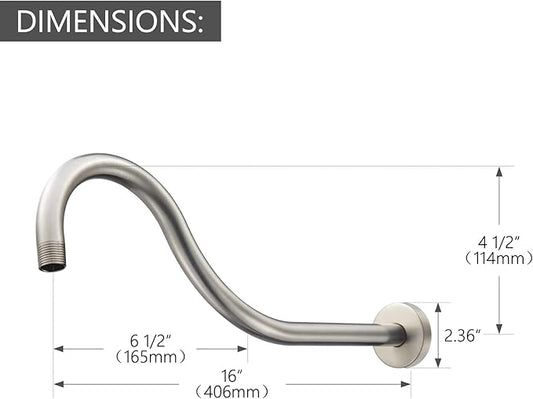High-end Wall Mounted Extention Shower Arm for RP61273-SS 1/2 inch Threaded Male Outlet, Made of Solid Brass, Modern Style, Brilliance Stainless Finish