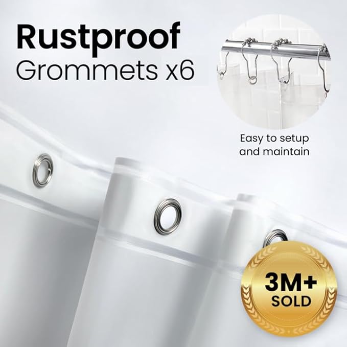 LiBa Bathroom Shower Curtain - Waterproof Plastic Shower Curtain Premium PEVA Non-Toxic with Rust Proof Grommets Clear 8G Heavy Duty Bathroom Accessories 36x72