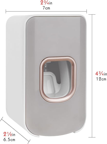 2 Slot Toothbrush Holder and Toothpaste Dispenser Wall Mounted, Automatic Toothpaste Squeezer, 2 in 1 Tooth Brush Toothpaste Organizer for Shower (Light Grey 2pack)