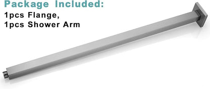 BESTILL 24 Inch Brushed Nickel Ceiling Mount Shower Arm and Flange, Square Rain Shower Arm