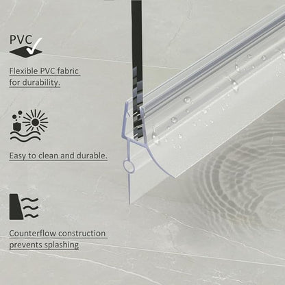 Frameless Shower Door Bottom Seal, 4 Pcs Shower Door Seal Strip for 5/16" Glass Shower Door Sweep, Stop Shower Leaks and Create a Water Barrier 31.5" Long Sweep