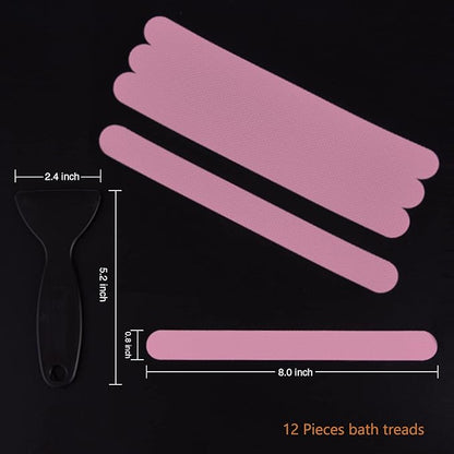Anti Slip Shower Stickers, Safety Bathtub Strips Adhesive Decals with Premium Scraper for Bath Tub Shower Stairs Ladders Boats