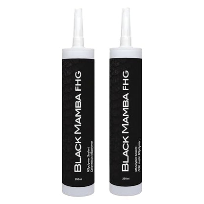 Black Mamba FHG High Tack Adhesive - Mono Component Polymer Sealant, Extreme Temperature Resistant, Paintable, Solvent-Free, Heavy Duty Construction Adhesive - White - 2 Pack