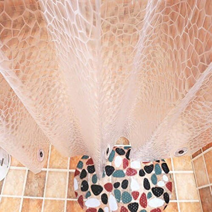 AooHome Clear EVA Shower Curtain Liner, 3D Water Cube Shower Curtain with Bottom Magnets, Heavy Duty, 72x72 Inch, Semi Transparent