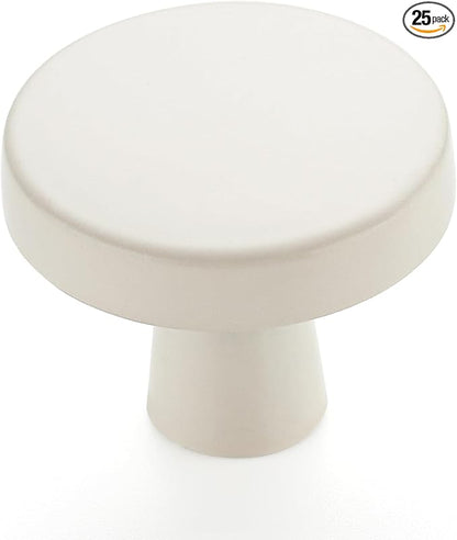 Ravinte 25 Pack Drawer Pulls 1-1/4 Inch Kitchen Cabinet Knobs Solid Round Dresser Drawer Knobs White Dresser Knobs Simple Cabinet Hardware for Cupboard