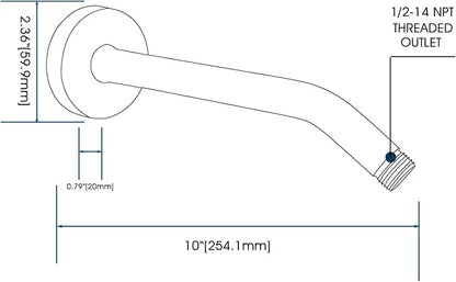 10 Inch Shower Arm with Flange and Stabilizer Bracket, Wall Mounted Shower Pipe Arm 304 Stainless Steel For Fixed Shower Head & Handheld Showerhead, Brushed Nickel