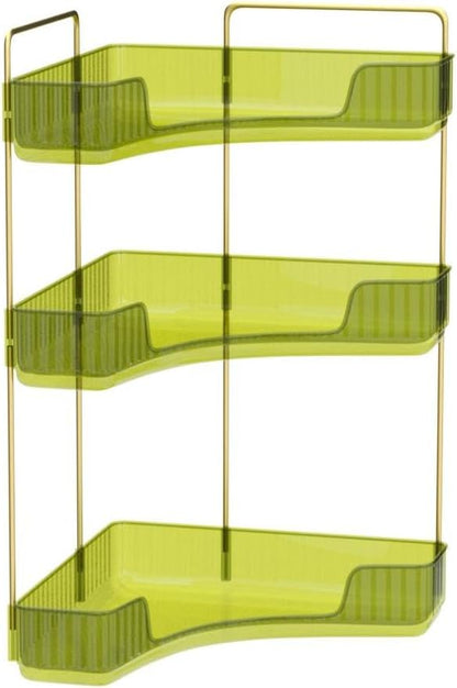 Corner Bathroom Countertop Organizer, Vanity Trays for Bathroom Counter, Makeup Organizer, Perfume Tray, Kitchen Spice Rack, Fits 90 Corner(Green, 3 Tiers)
