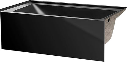 Fine Fixtures Acrylic, Fiberglass Alcove Soaking Bathtub with Integral Apron Front - Drain Included (60" x 30", Right Hand, Black)