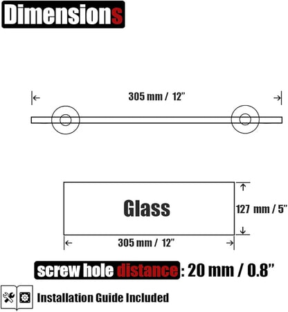 JQK Bathroom Glass Shelf Oil Rubbed Bronze, Tempered Glass Shower Storage 12 by 5 inches, 304 Stainless Steel ORB Wall Mount, TGS101L12-ORB