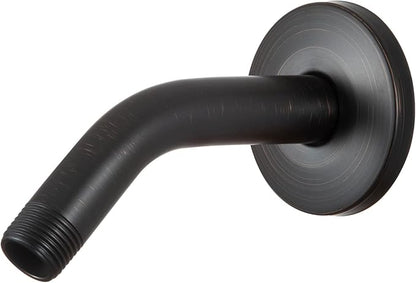 OFFO Shower Arm with Flange, 6 in Oil Rubbed Bronze Wall Mount Replacement Angle Shower Head Arm Wall-Mounted For Fixed Shower Head & Handheld Showerhead