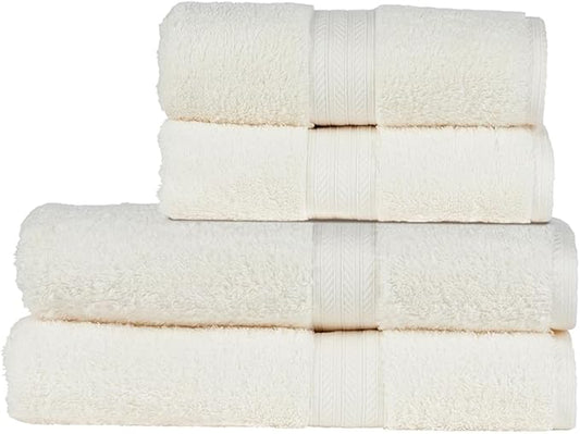 Christy Renaissance 4 Piece Cream Towel Set | 100% Egyptian Cotton | Luxury Bathroom Towels | Soft and Super Absorbent | 675 GSM | 2 Bath 2 Hand | Parchment