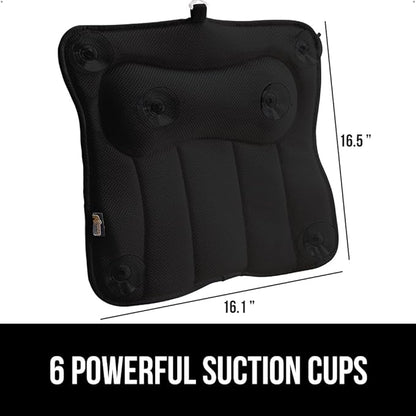 GORILLA GRIP Bath Pillow for Tub with Powerful Suction Cups, Headrest Pillows for Neck and Back Support, Machine Wash, Bathtub and Hot Tub Accessories, Relaxing Spa Gift Essentials for Women, Black