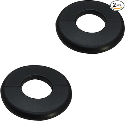 Wall Split Flange 2 Pieces, Pipe Cover Decoration Fit 1.1 inch Outer Diameter Pipe, ABS Round Self-Adhesive Escutcheon Plate, Buckles Design Split Plumbing Cover Plates, Black (28mm)
