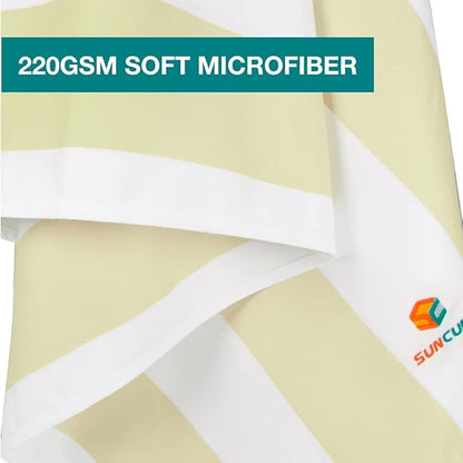 SUN CUBE Microfiber Beach Towel, Quick Dry Sand Free Beach Towel, Lightweight, Compact for Travel Swim Sports Camping, Packable Sand Resistant Towel Adult - Beige Cream 78x35 Inches