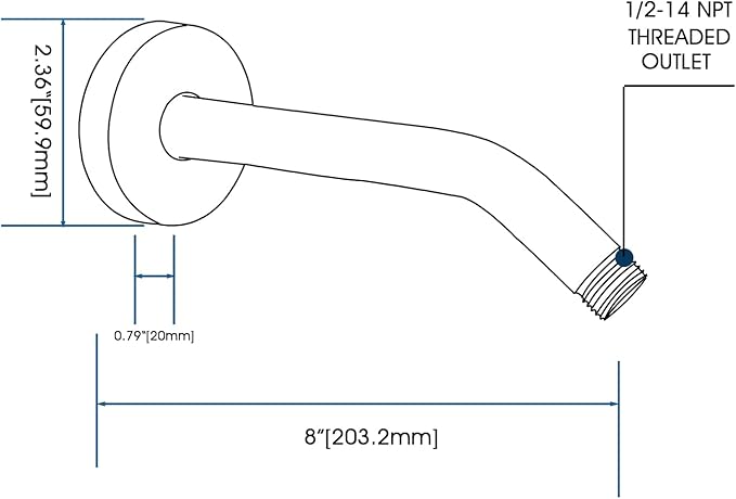 8 Inch Shower Arm with Flange and Stabilizer Bracket, Wall Mounted Shower Pipe Compatible with Rainfall Showerhead,Easy Installation, Matte Black
