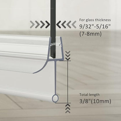 Frameless Shower Door Bottom Seal, 4 Pcs Shower Door Seal Strip for 5/16" Glass Shower Door Sweep, Stop Shower Leaks and Create a Water Barrier 31.5" Long Sweep