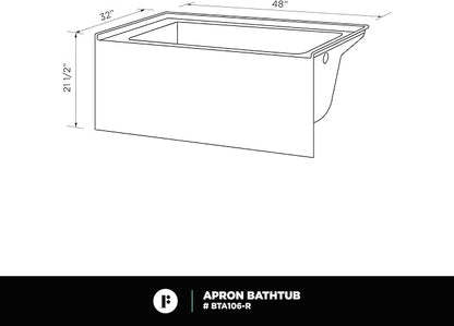 Fine Fixtures Acrylic, Fiberglass Alcove Soaking Bathtub with Integral Apron Front in Glossy White - Right Hand Drain, 48" x 32"