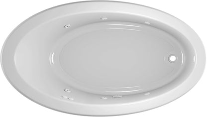 Jacuzzi SIGNATURE Acrylic Drop-In Bathtub, Jet Massage Tub, Slip Resistant, Right Drain Placement, 66" (L) x 38" (W), Oval, White