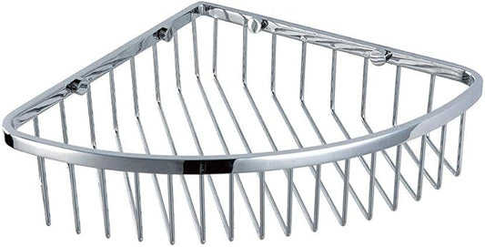 Corner Shower Caddy,Chrome Corner Shower Basket,Wall Mounted Bathroom Soap Holder & Shampoo Shelf,Solid Brass Wire Basket Soap Dish for Inside Shower,Polished Chrome